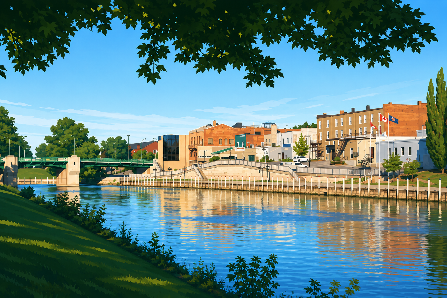Chatham riverside waterfront illustration